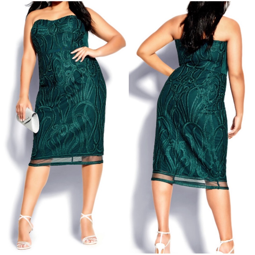 Plus Size City Chic Elegant Emerald Dress